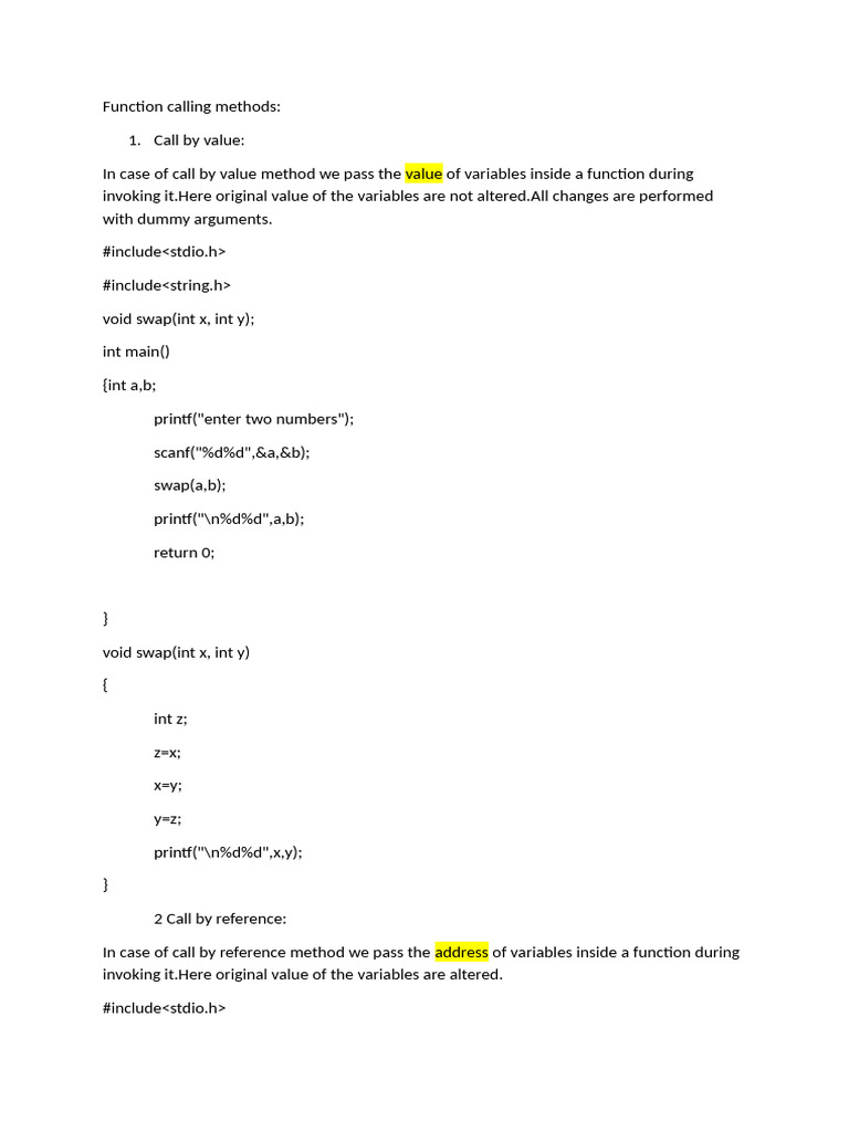 Understanding Call by Value Method | PDF