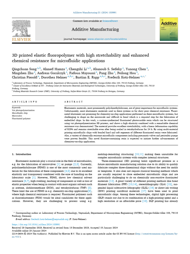3D Printed Elastic Fluoropolymer With High Stretchability | PDF ...