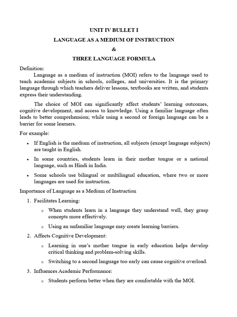 Language as Medium of Instruction | PDF | Multilingualism | First Language