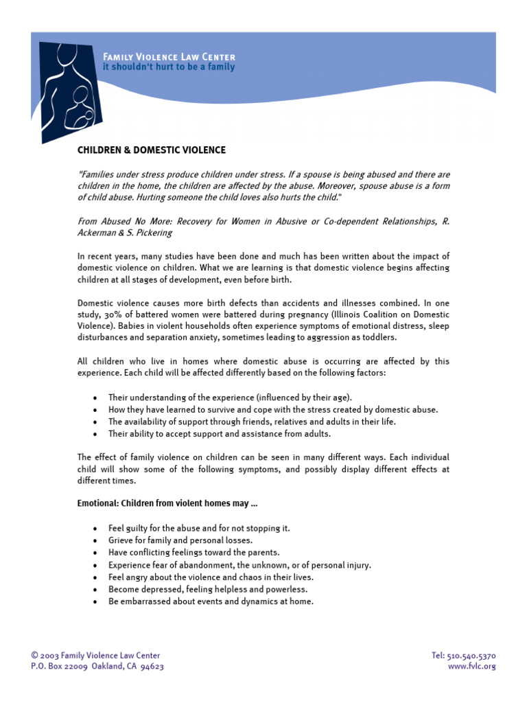 Children and Domestic Violence | PDF | Domestic Violence | Violence