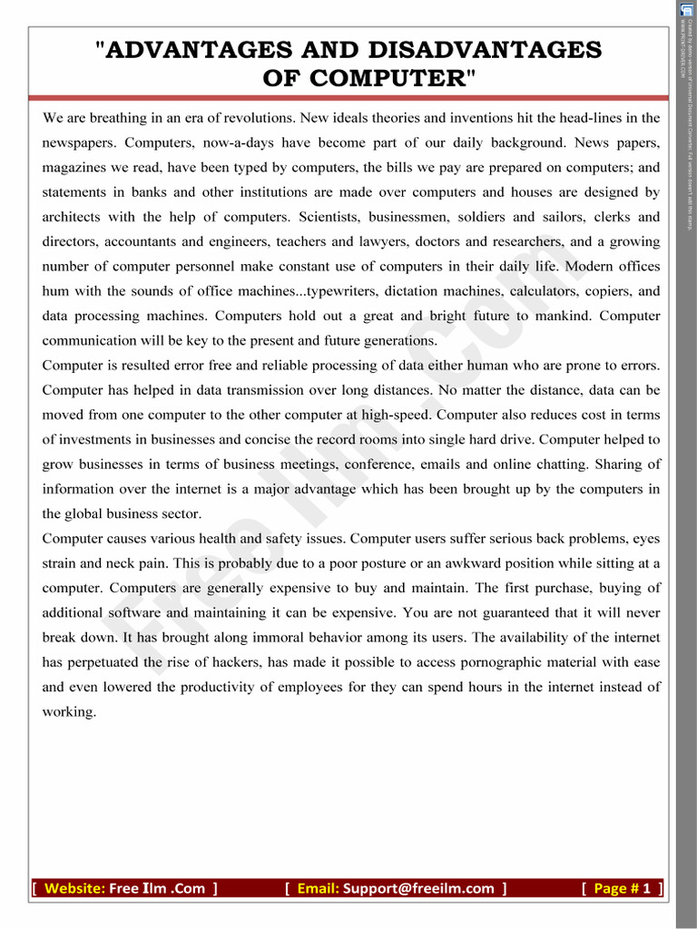 Essay On Computer | PDF