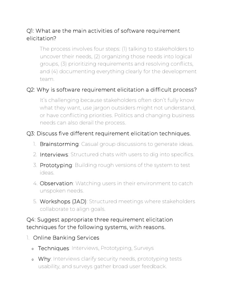 Software Requirement Elicitation Techniques | PDF