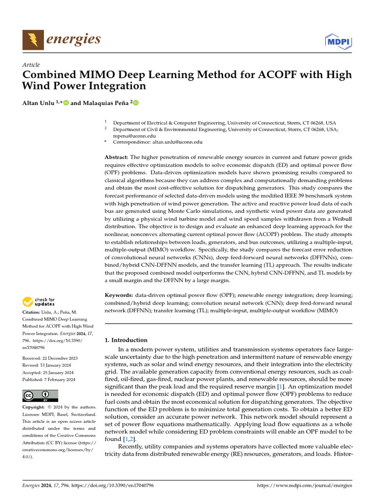 MIMO Deep Learning for ACOPF Optimization | PDF | Deep Learning ...