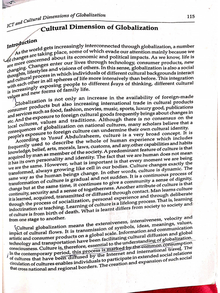 Cultural Dimension of Globalization | PDF