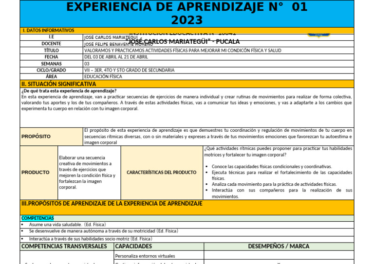 EdA 01 3er, 4to y 5to Grado 2023 | PDF | Aprendizaje | Conceptos ...