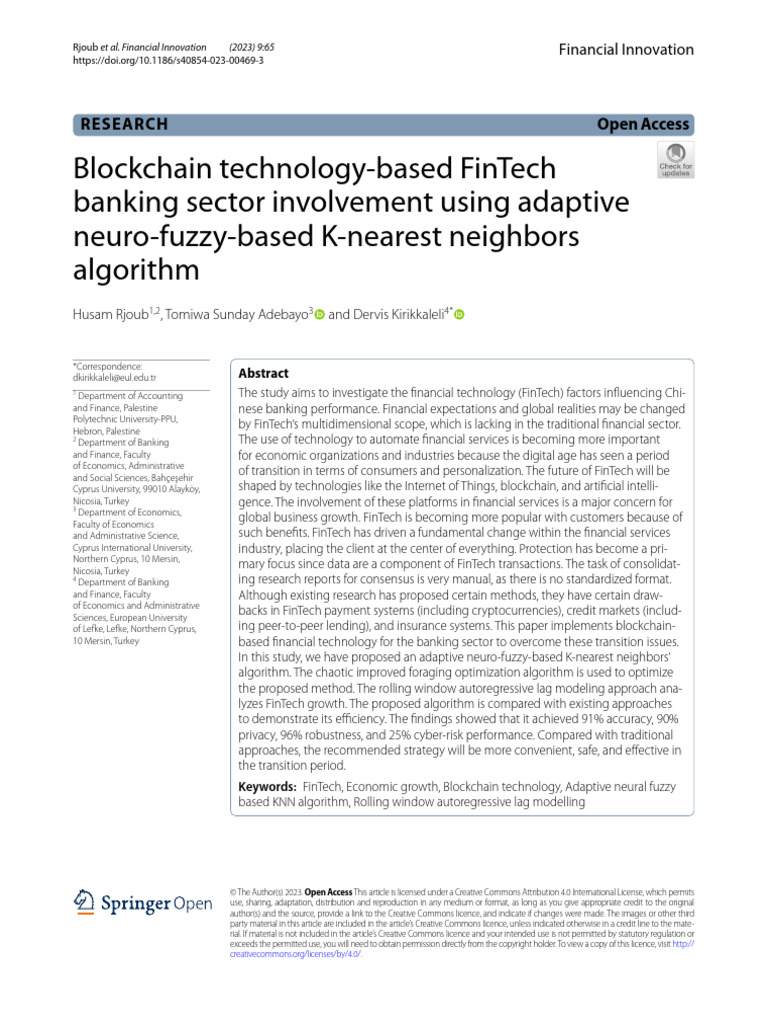 Blockchain FinTech in Banking: KNN Algorithm | PDF | Cryptocurrency | Banks