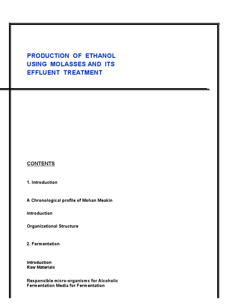 Ethanol Production from Molasses Process | PDF | Distillation | Sugarcane