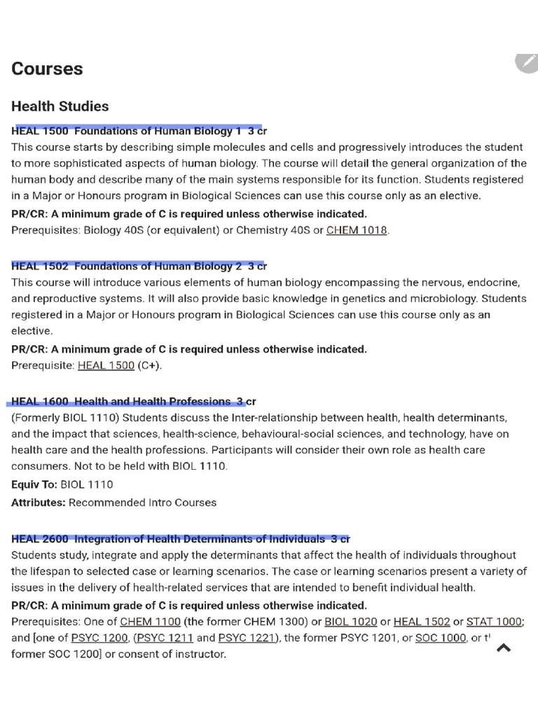Um Course Descriptions | PDF
