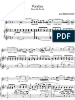 Rachmaninov Vocalise For Flute and Piano Piano Score