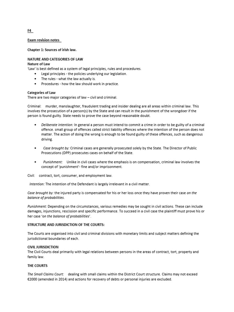 Irish Law: Sources and Court Structure | PDF | Damages | Precedent