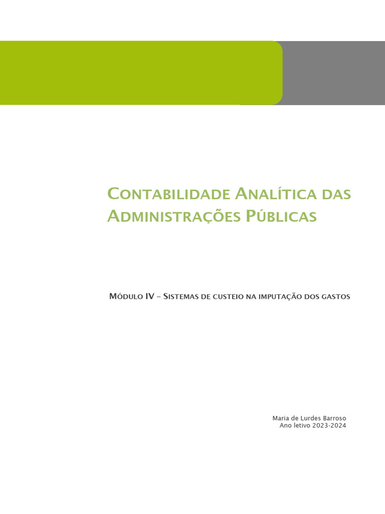 Manual de apoio ao Módulo IV | PDF | Custo | Contabilidade