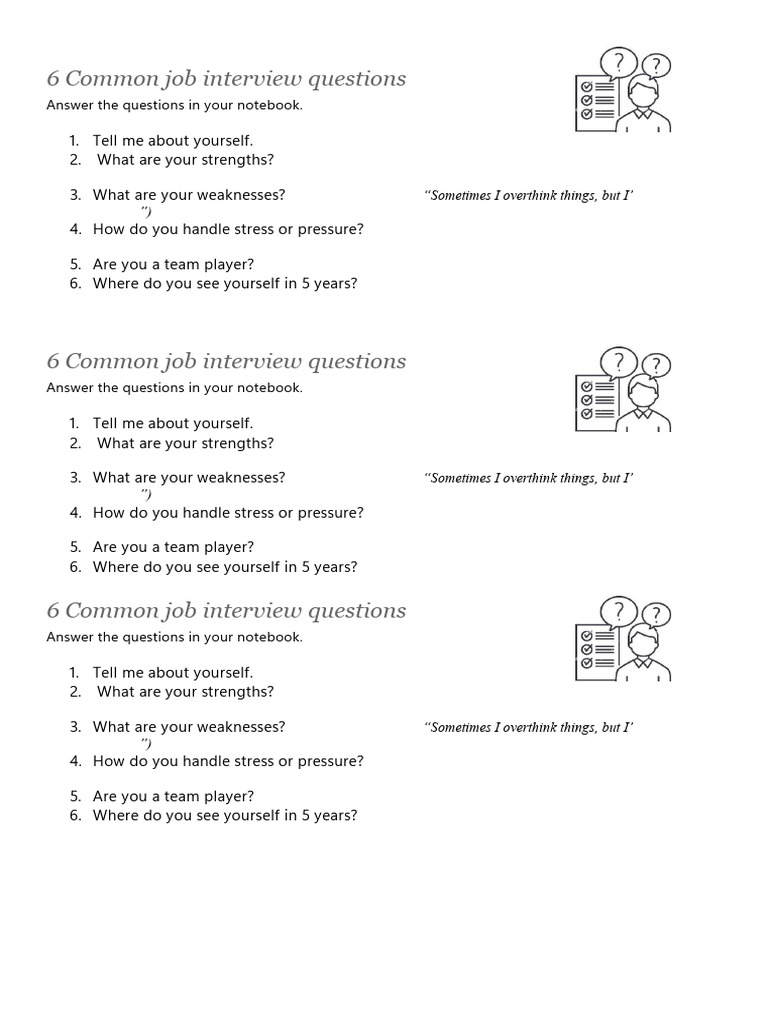 6 Common Job Interview Questions | PDF