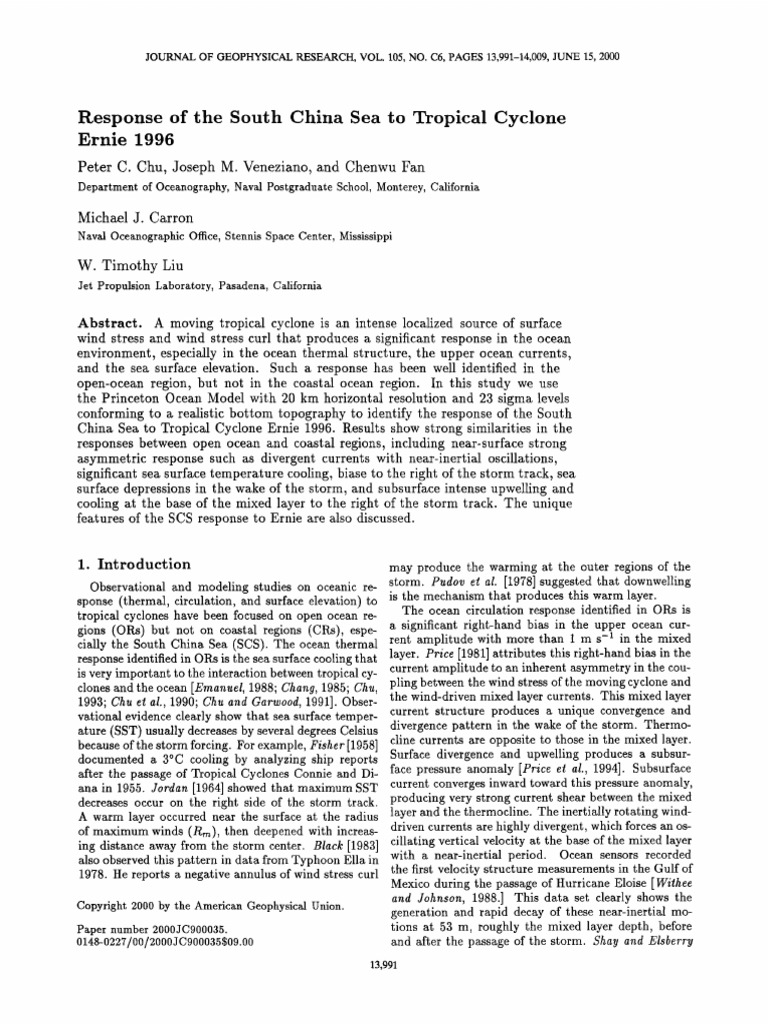 South China Sea Response to Cyclone Ernie | PDF | Tropical Cyclones ...