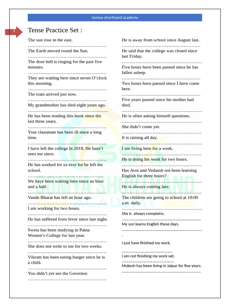 Tense Practice Exercises for 2025 | PDF