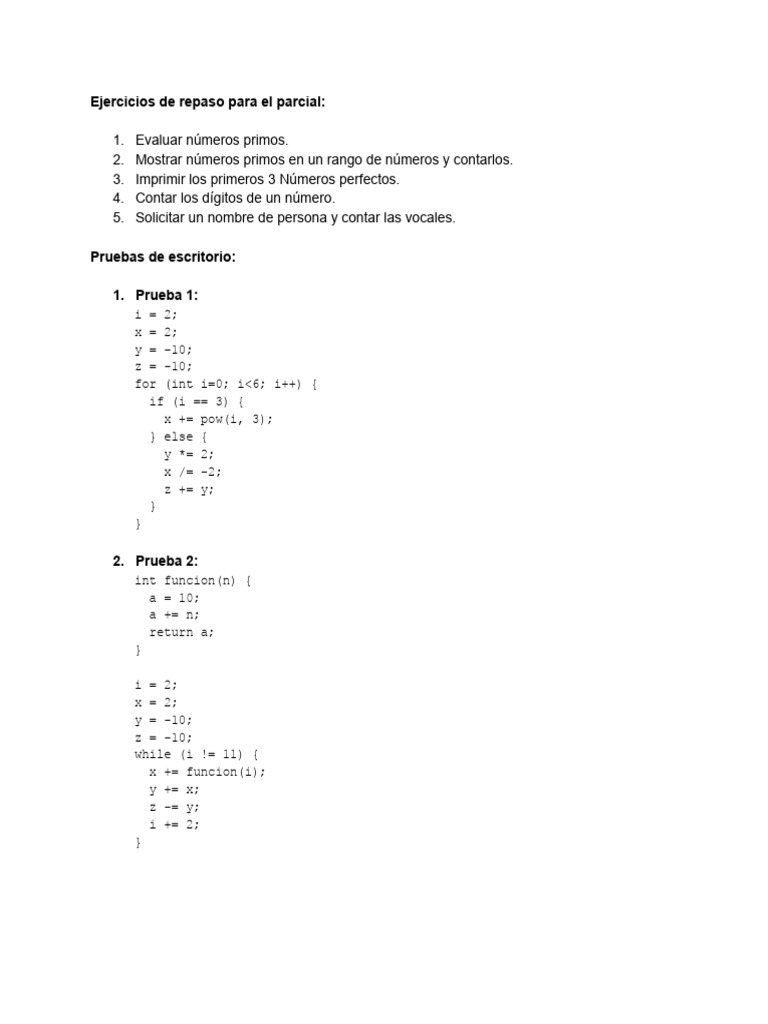 Ejercicios de Repaso para El Parcial | PDF