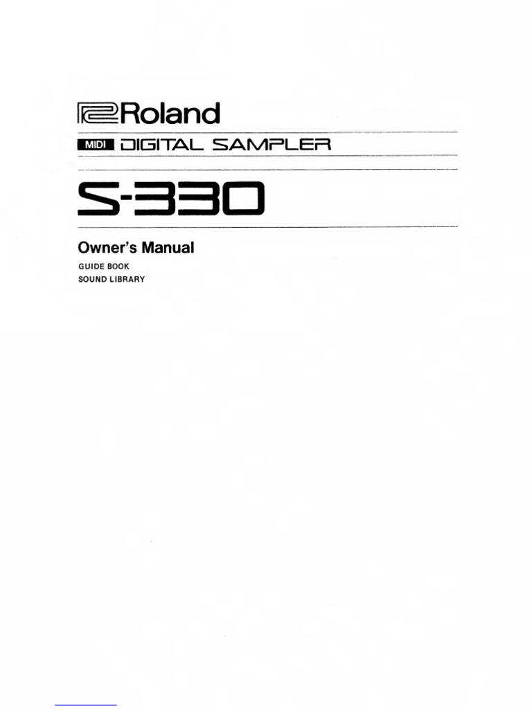 Roland S-330 Sampler Owner's Manual | PDF | Sampling (Signal Processing ...
