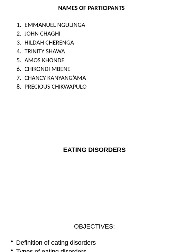 Group 9 - Eating Disorders | PDF | Eating Disorder | Anorexia Nervosa