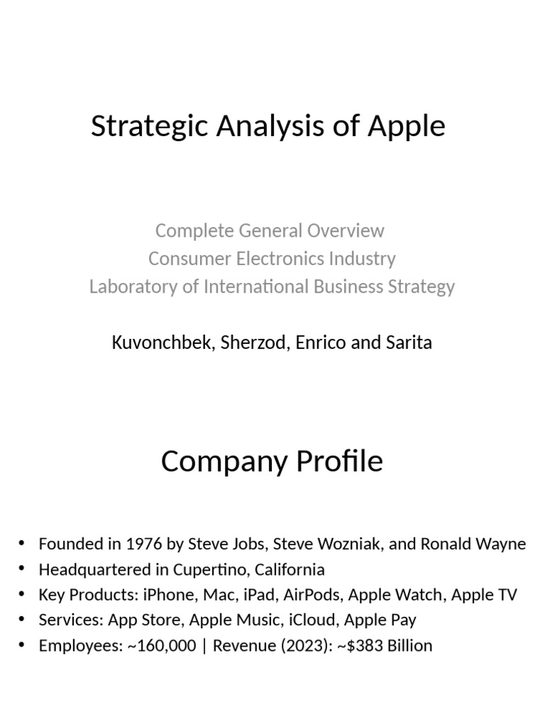 Apple Strategic Analysis Overview | PDF | Apple Inc. | I Phone