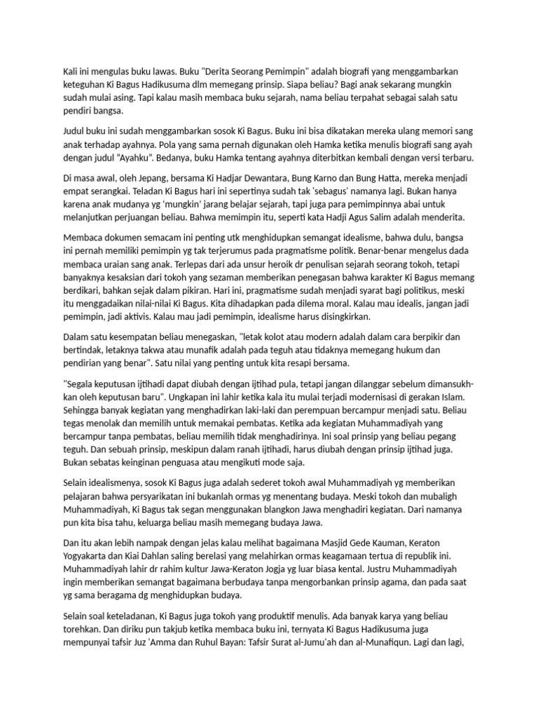 Biografi Ki Bagus Hadikusuma | PDF