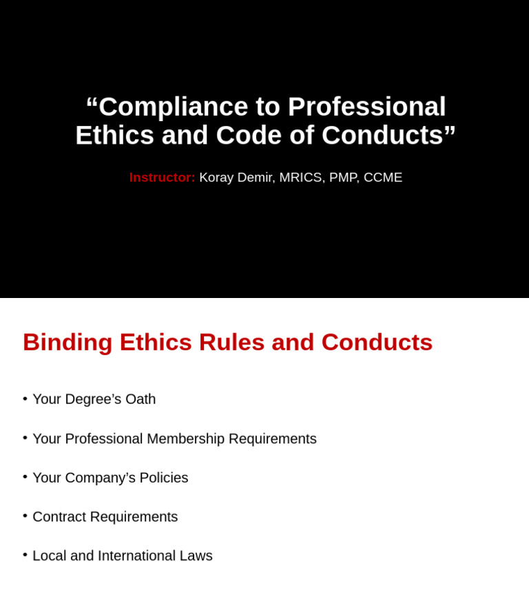 Compliance To Professional Ethics and Code of Conducts | PDF