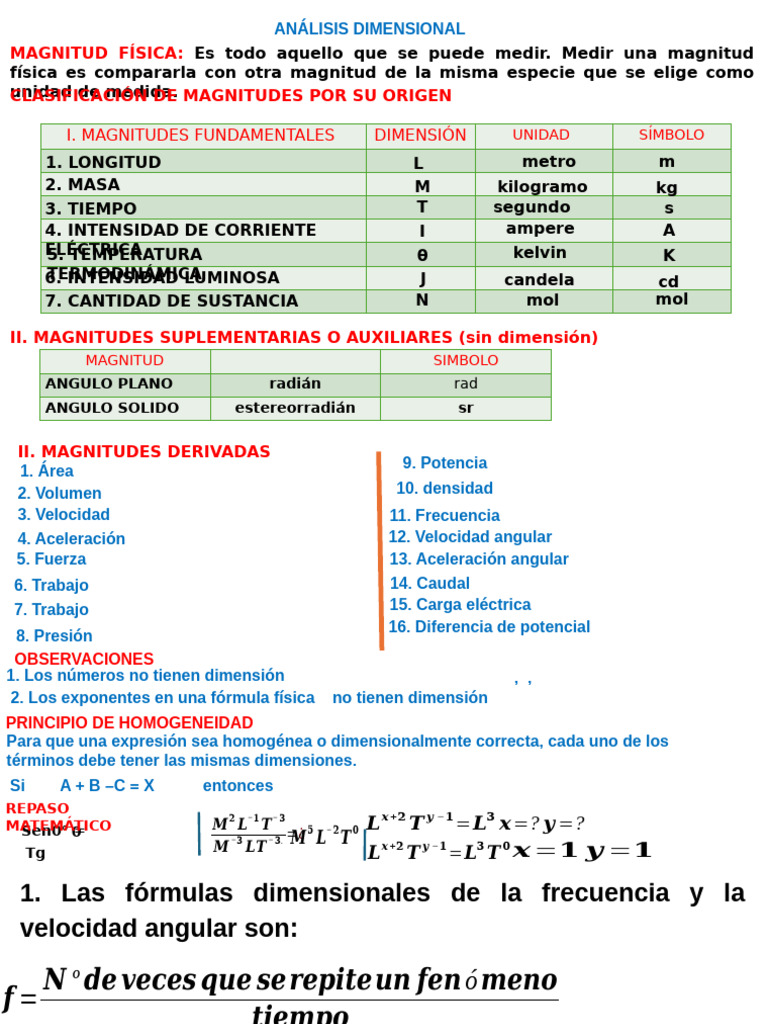Unidad 01 Analisis Dimensional | PDF | Cantidad | Cantidades fisicas