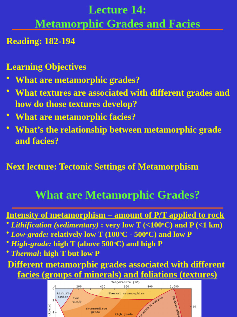 Lecture 14 Metamorphic Grades and Facies-1 | PDF | Earth Sciences | Geology