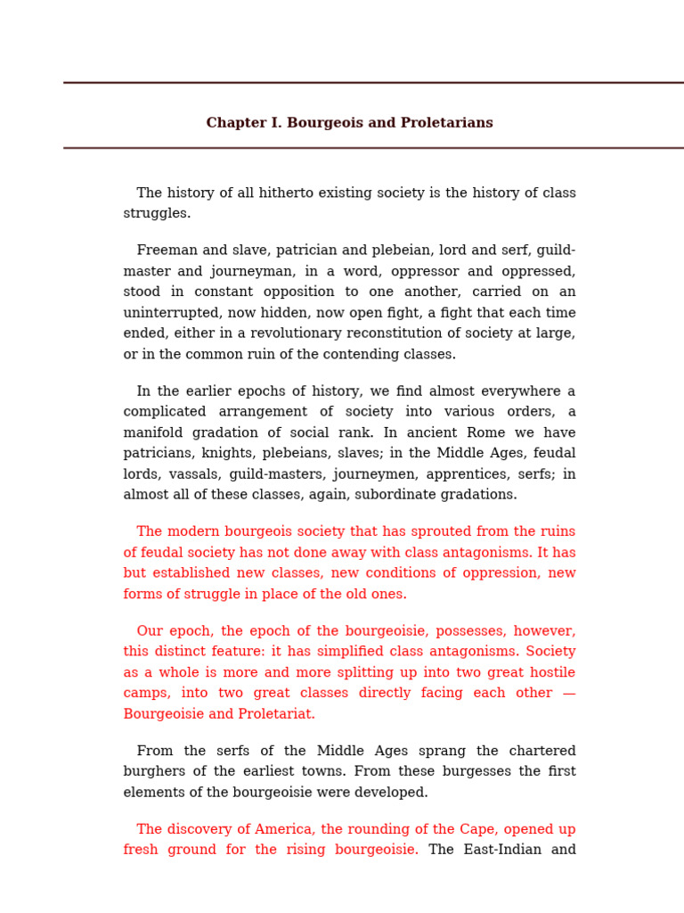 Class Struggles: Bourgeois vs. Proletariat | PDF | Bourgeoisie | Serfdom