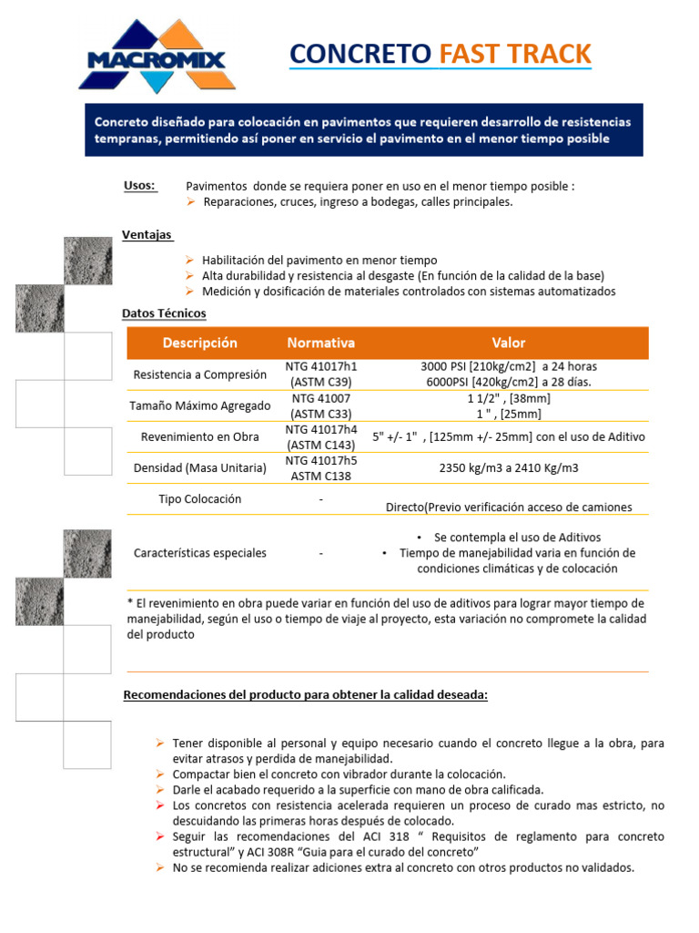 Concreto Fast Track para Pavimentos Rápidos | PDF | Hormigón