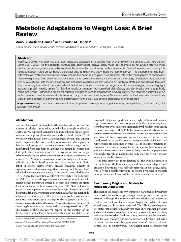Metabolic Adaptations in Weight Loss | PDF | Eating | Leptin