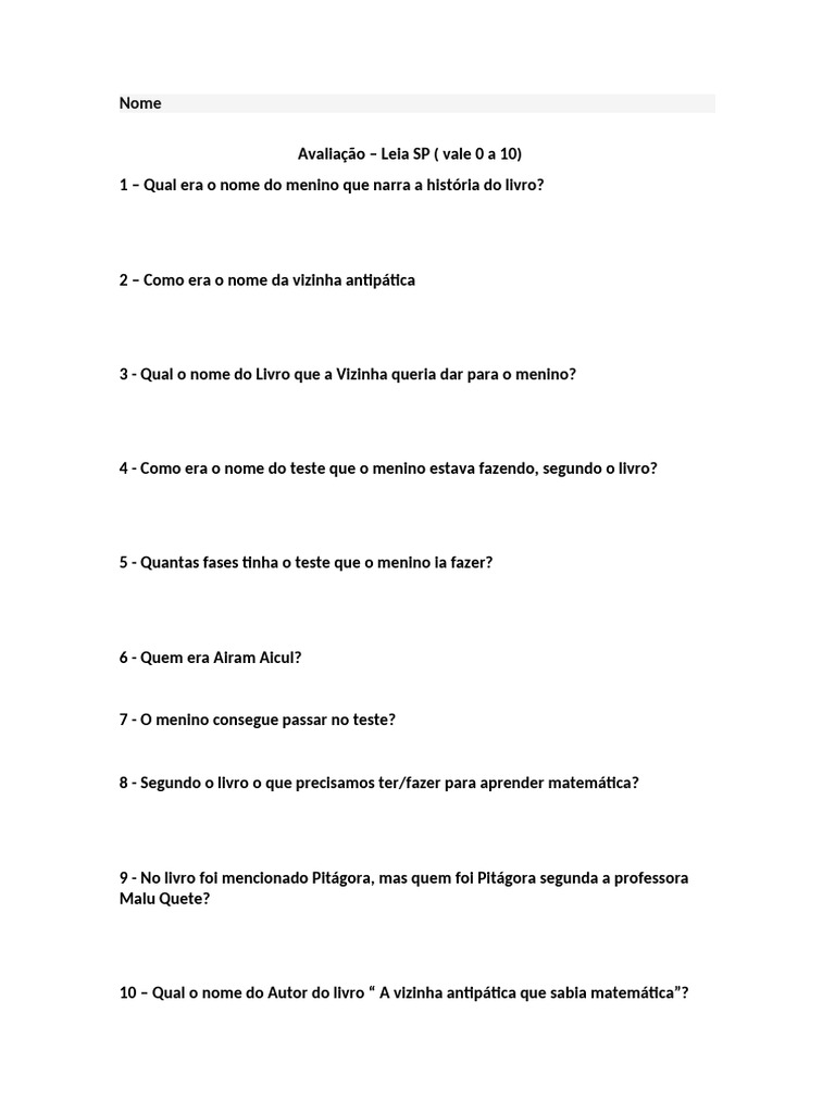 Avaliação do Livro 