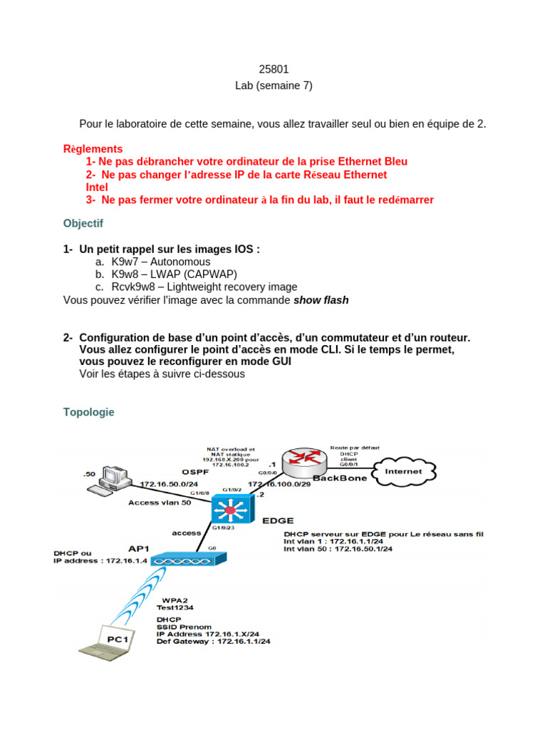 Configuration réseau : Lab semaine 7 | PDF | Routage | Architecture ...
