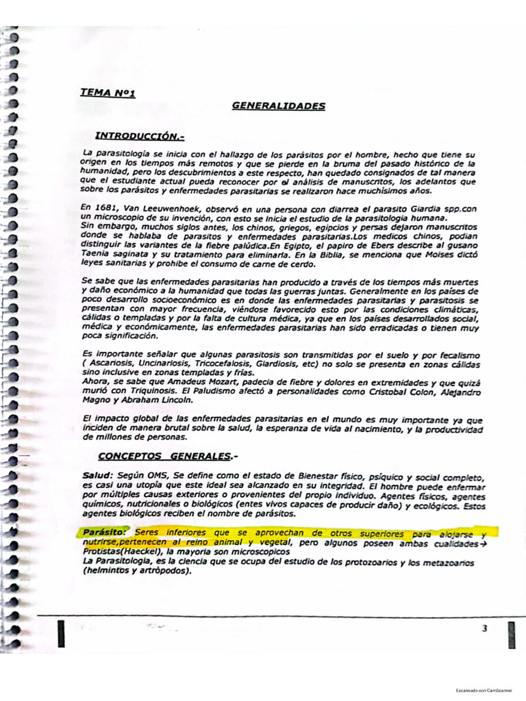 Tema 1 Generalidades Parasitologia | PDF