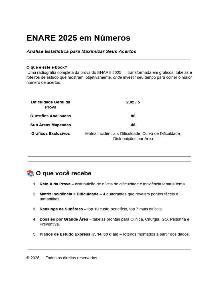 Análise Estatística ENARE 2025 | PDF | Psiquiatria | Pediatria