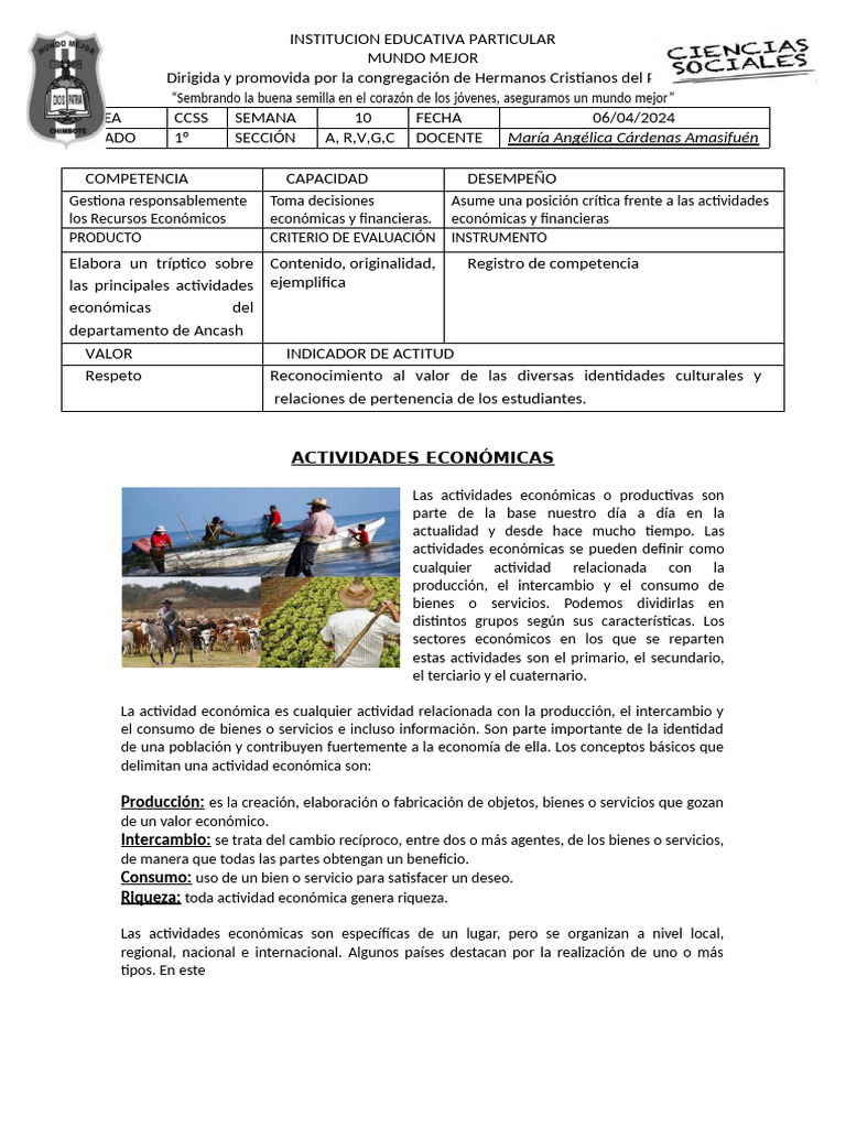 Economía - Actividades Economicas | PDF | Agricultura | Minería