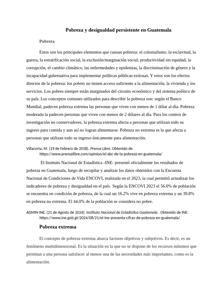Pobreza y desigualdad en Guatemala 2023 | PDF | Pobreza | Pobreza e ...