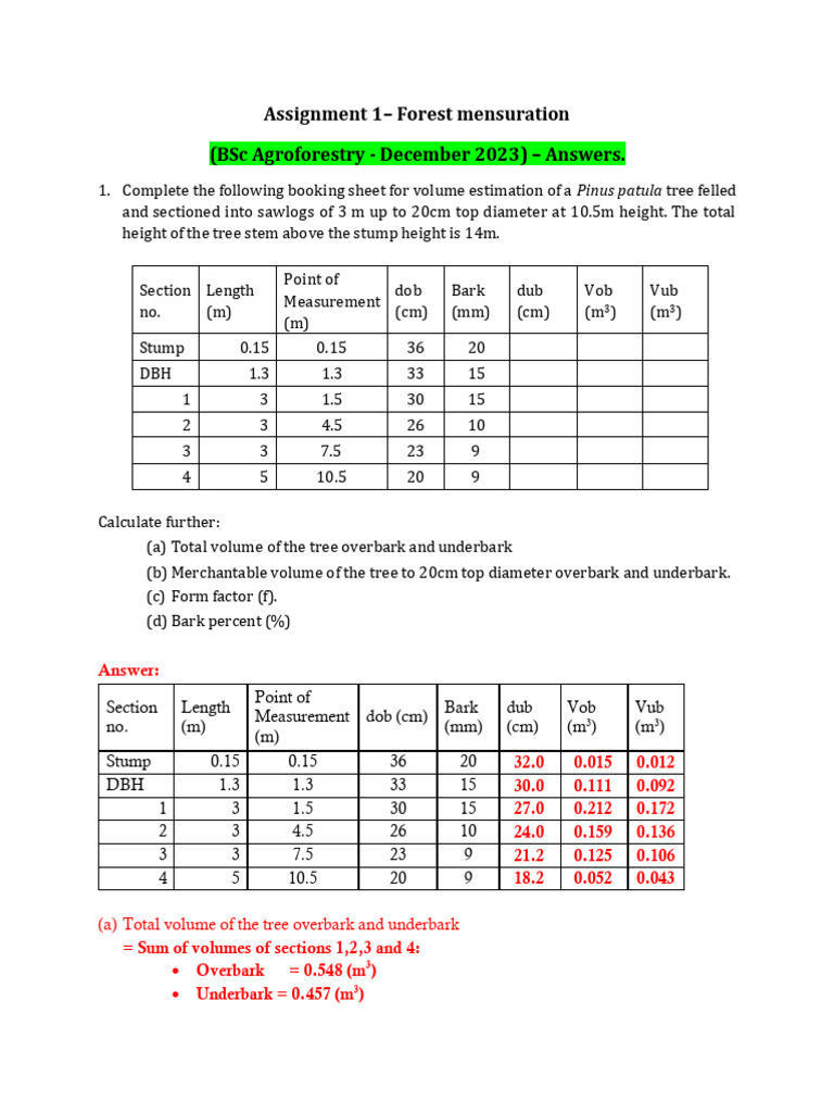 Tree Volume Calculation Guide | PDF | Volume