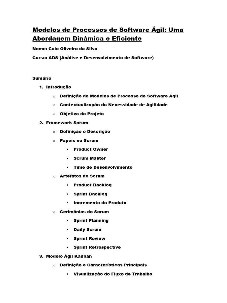 Modelos de Processos Ágeis em Software | PDF | Engenharia de Sistemas ...
