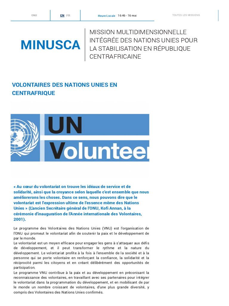 Volontaires de l'ONU en Centrafrique | PDF | Nations unies | Relations ...