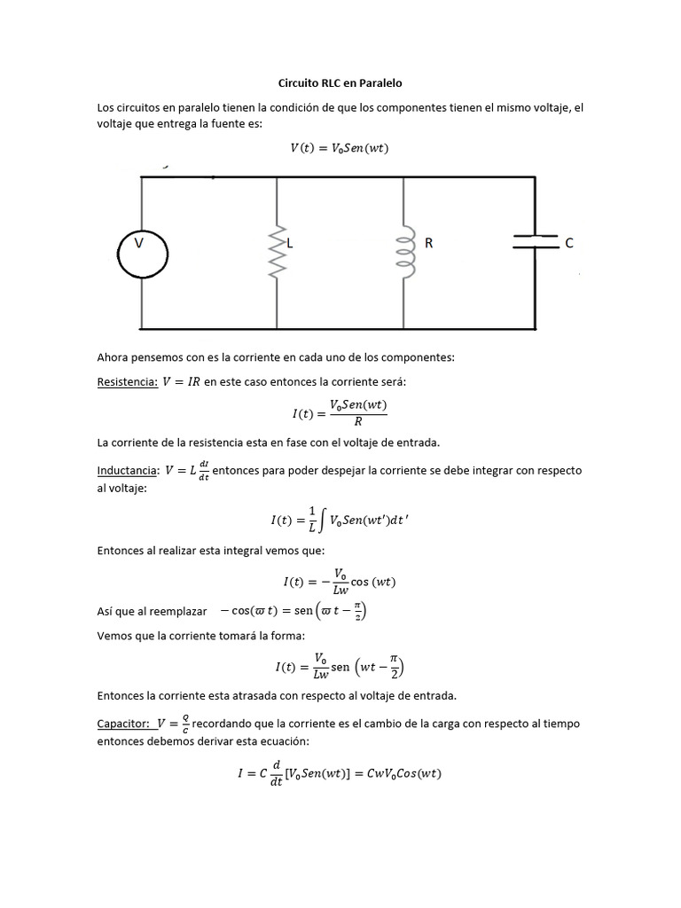 Circuito RLC en Paralelo | PDF | Red eléctrica | voltaje