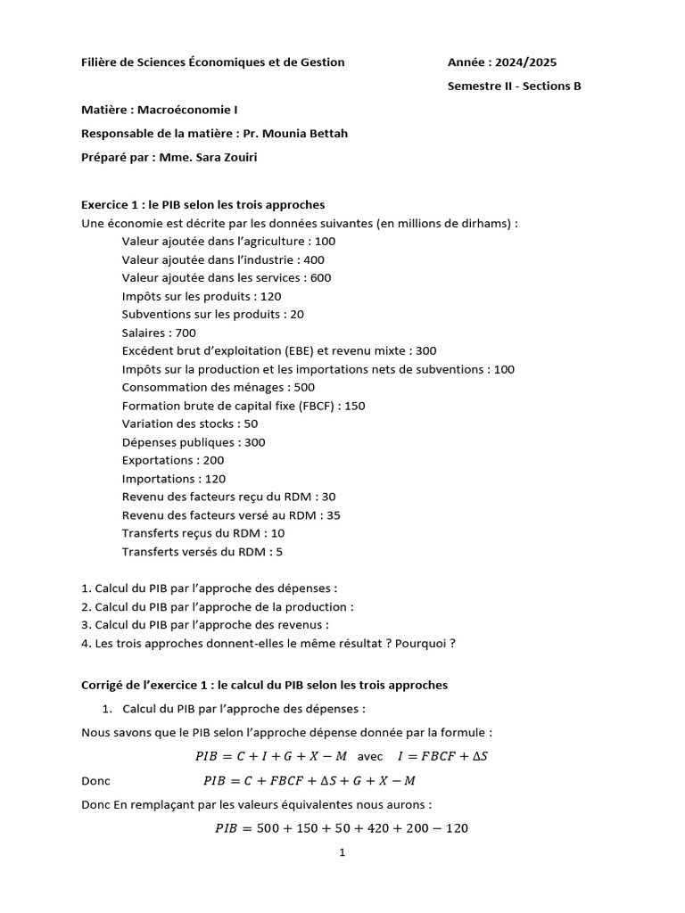 Calcul du PIB et agrégats macroéconomiques | PDF | Produit intérieur ...