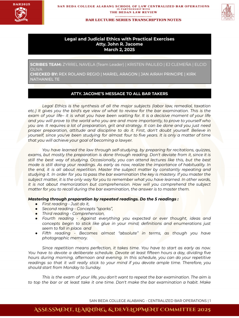 Legal Ethics Guide for Bar Exam Success | PDF | Lawyer | Affidavit