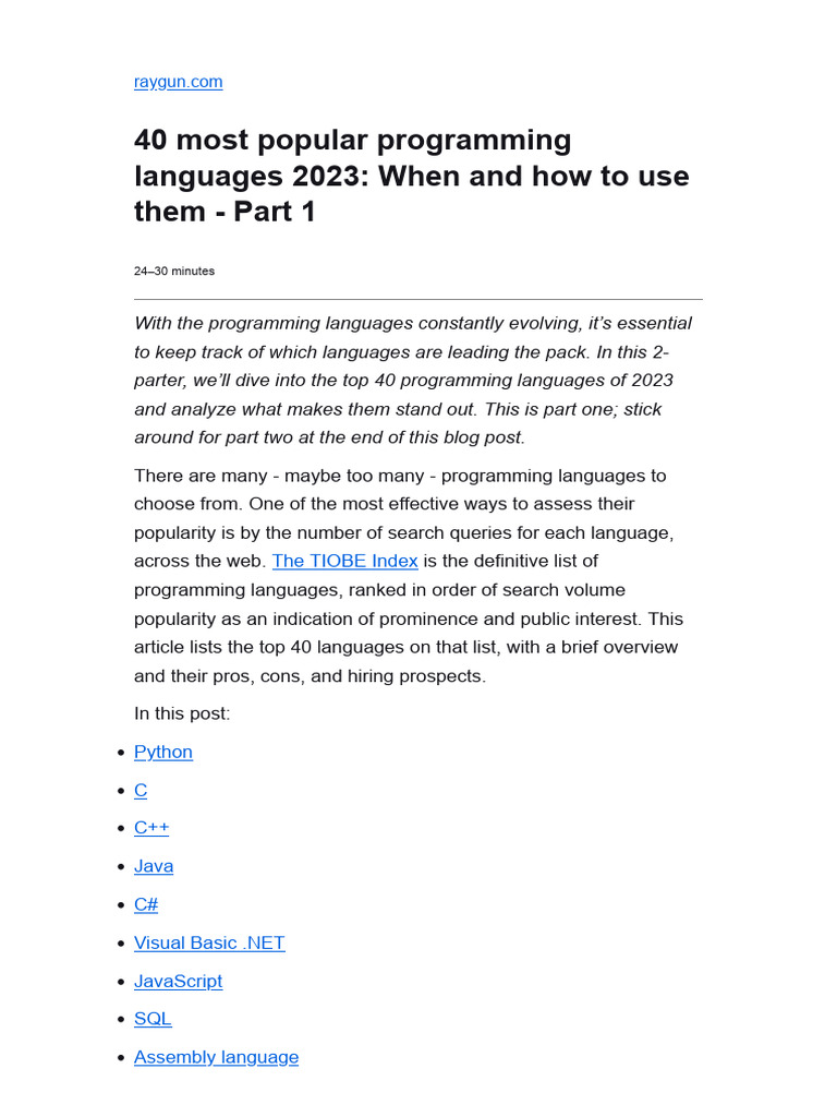 40 Most Popular Programming Languages 2023 - When and How To Use Them ...