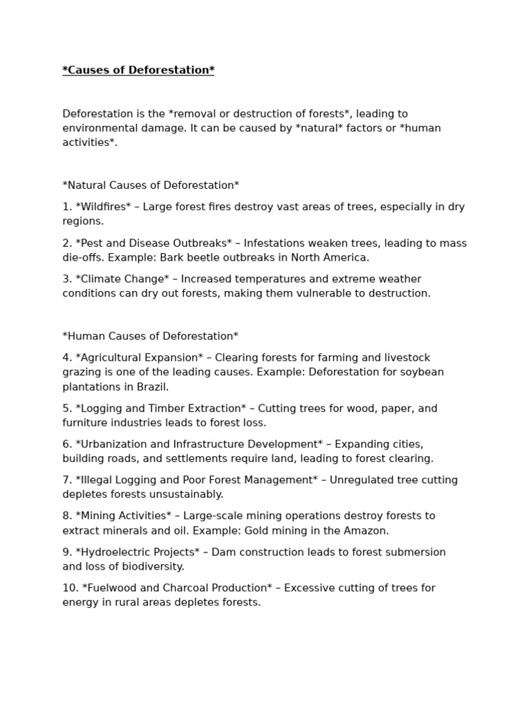 Causes of Deforestation | PDF