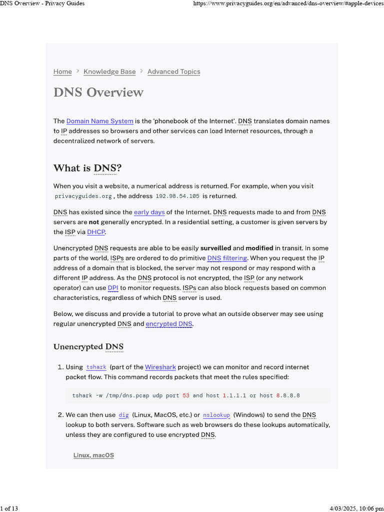 DNS Privacy Overview Guide | PDF | Domain Name System | Computer Standards