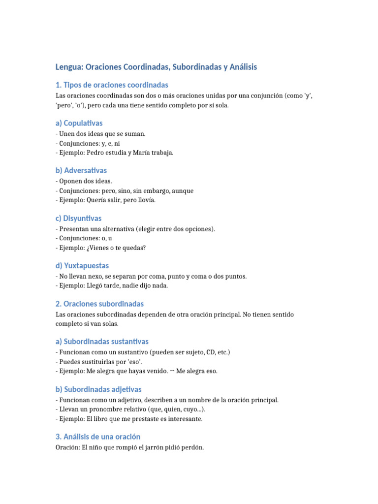 Oraciones Coordinadas y Subordinadas | PDF