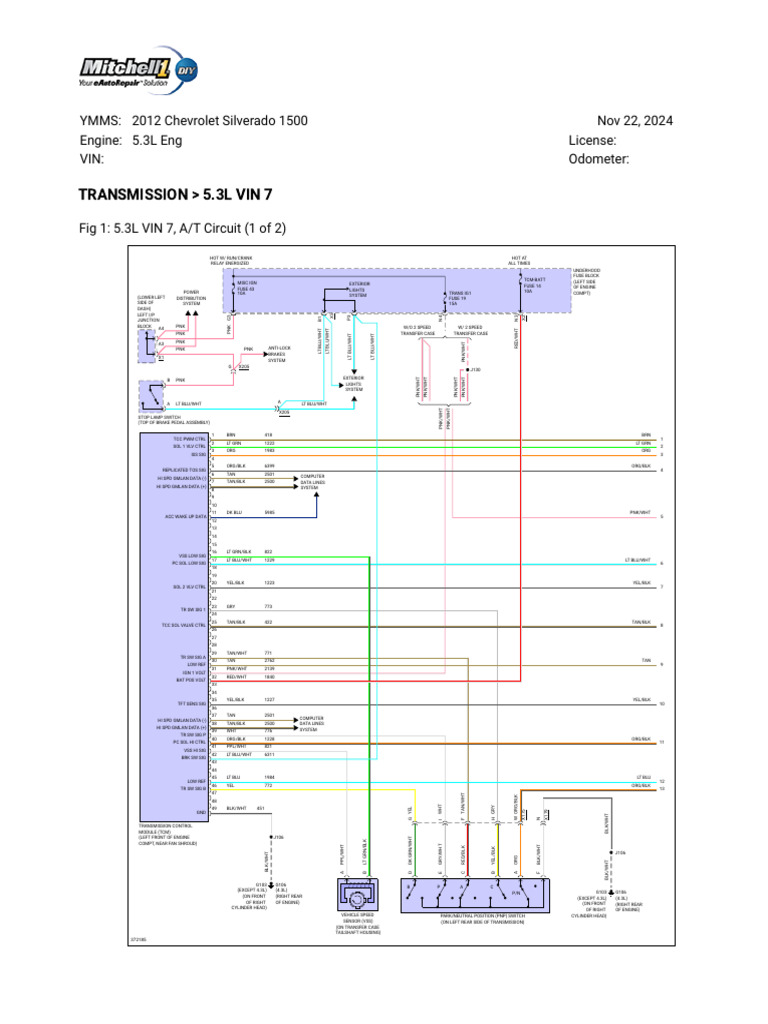 5.3L VIN 7 Transmission Wiring Diagram | PDF | Clutch | Automatic ...