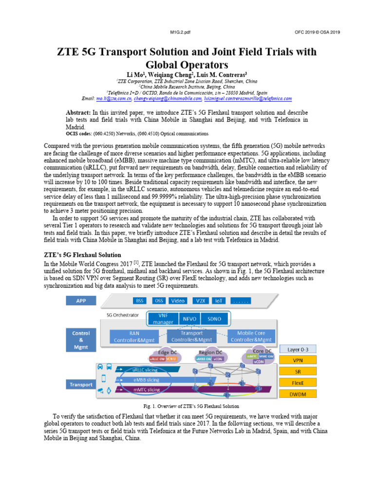 ZTE 5G Flexhaul Solution Trials | PDF | Computer Network ...