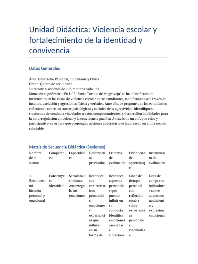 Prevención de Violencia Escolar en Secundaria | PDF | Las emociones ...