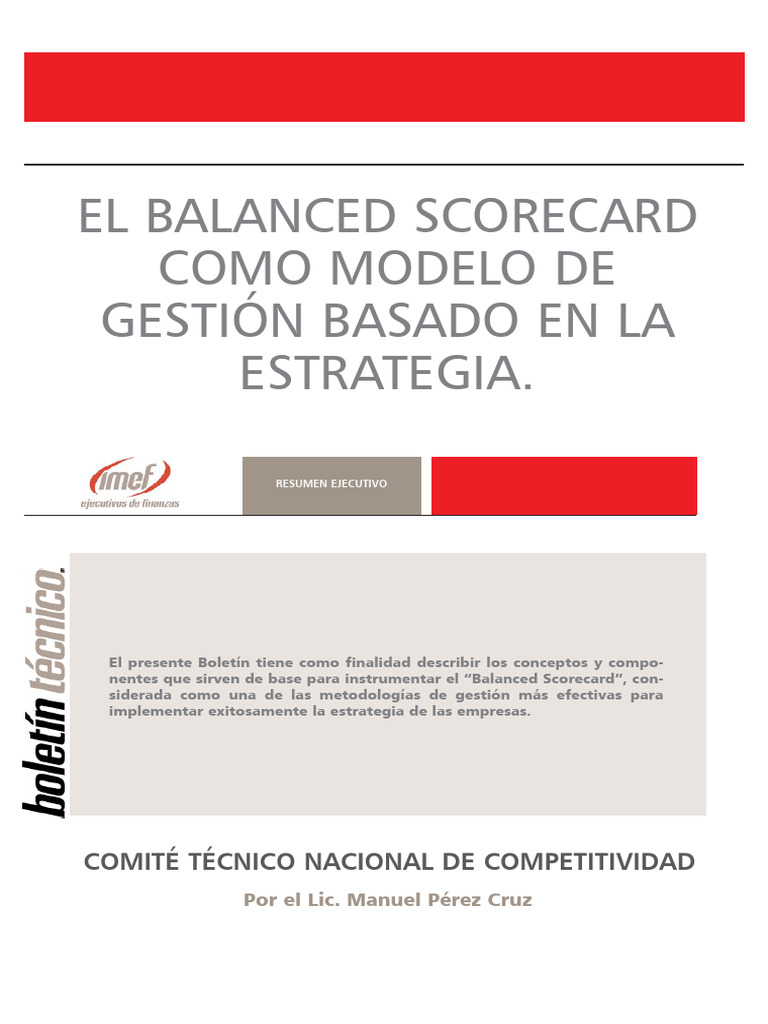 Balanced Scorecard como modelo de gestion basado en la estrategia | PDF ...