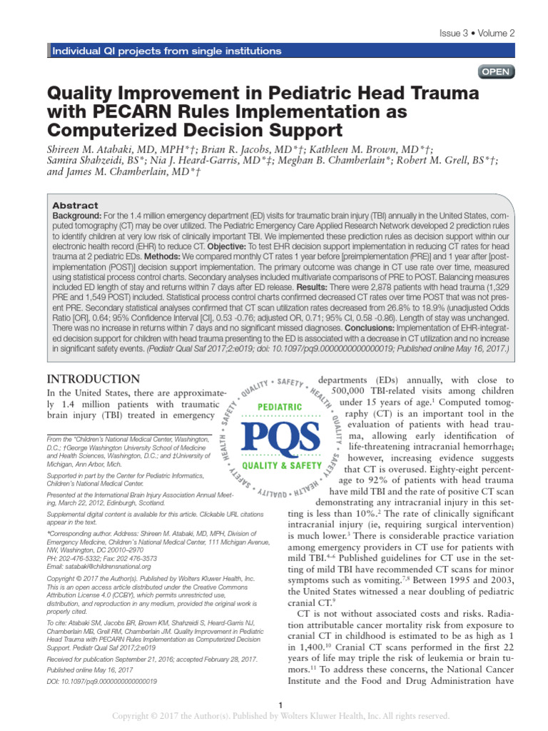 quality_improvement_in_pediatric_head_trauma_with.2 | PDF | Traumatic ...
